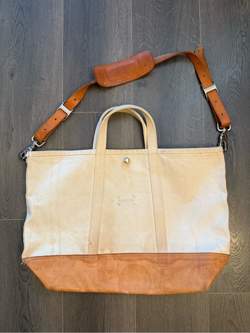 Vintage Large Steele X J.Crew canvas leather tote bag with strap